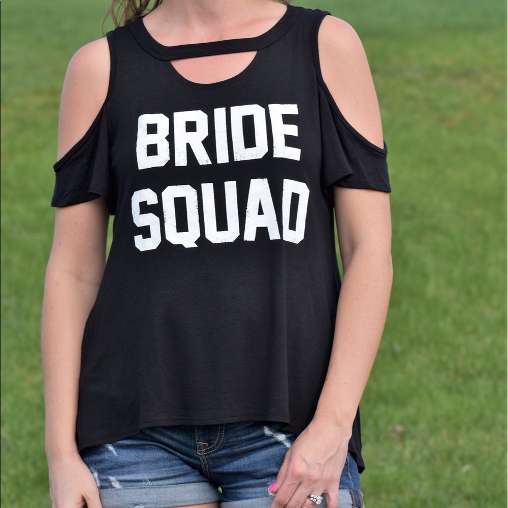 Bride squad key hole cold shoulder tee